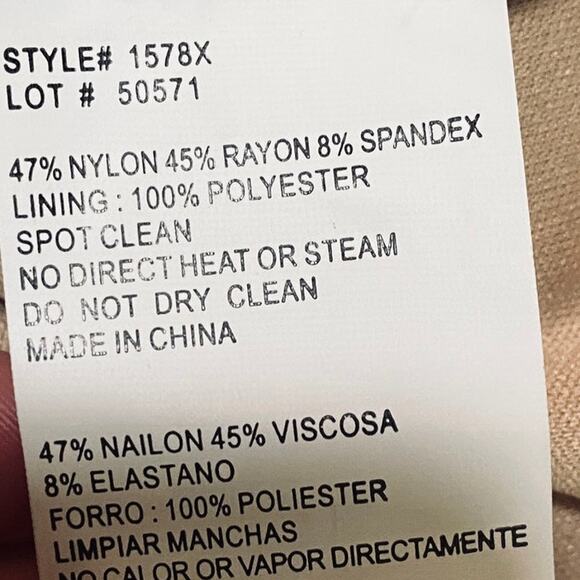 Xscape Off Shoulder Floral Lace Gown Long Sleeve Rhinestone Blue Over Cream 6 - Picture 8 of 8